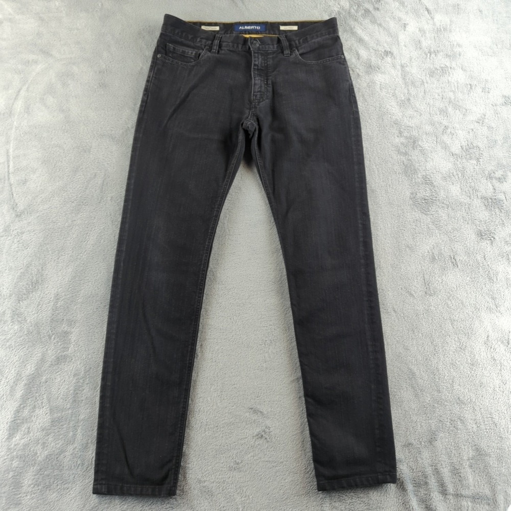 Alberto Jeans Mens 33 (Fits 32x31) Black Slim Fit T400‎ Denim Stretch Pants